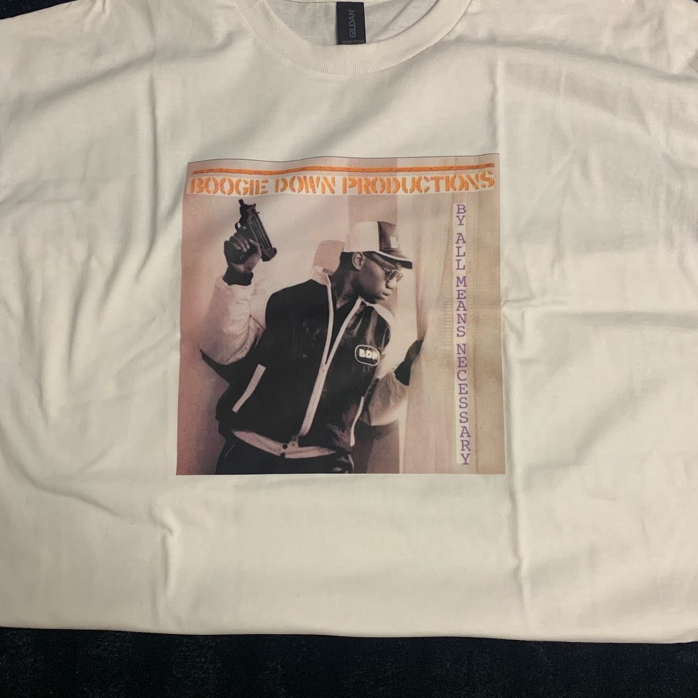 Gildan White Graphic Tee with Boogie Down Productions Design